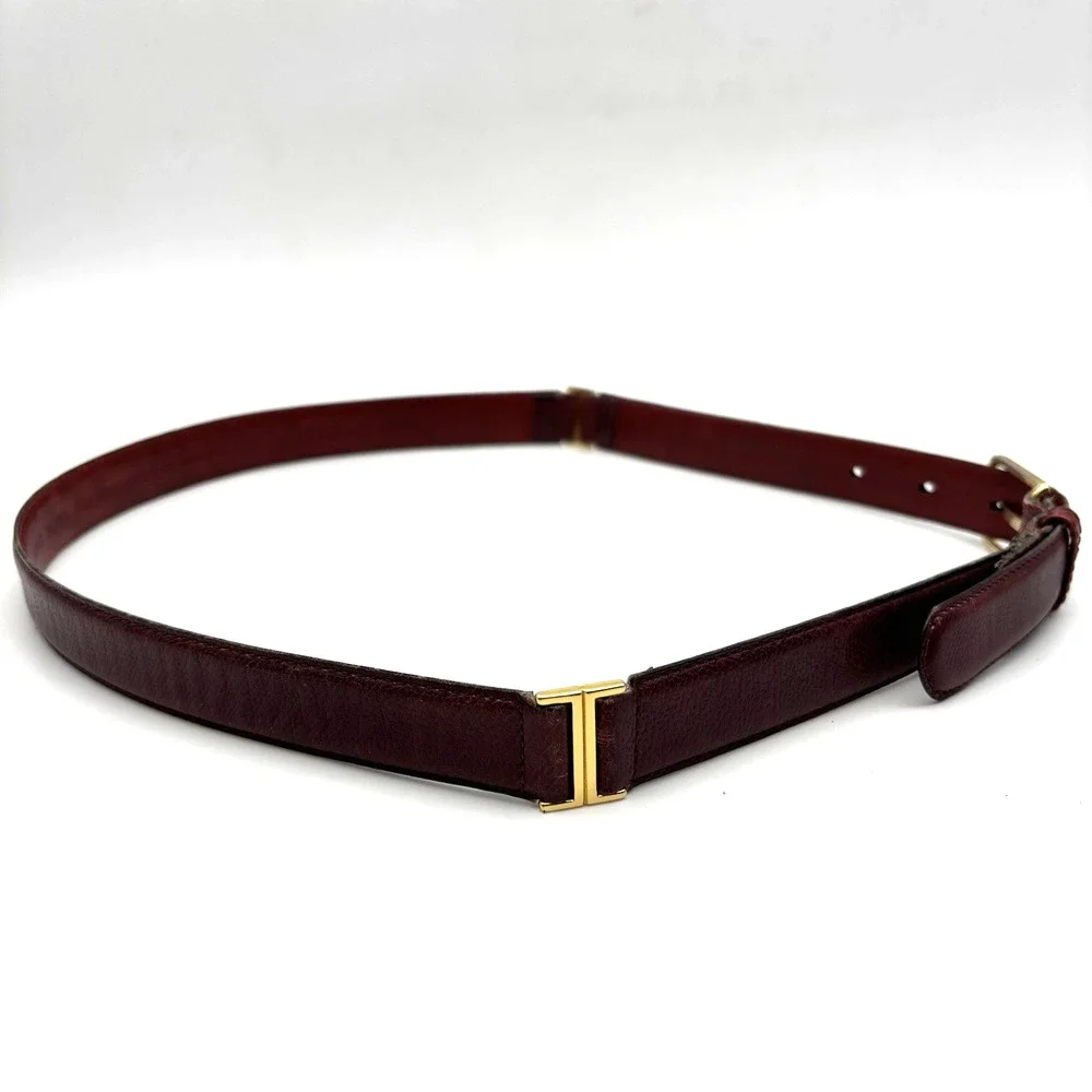 1970s Yves Saint Laurent 1214009 Oxblood Steerhide Leather Segmented Belt 32-36